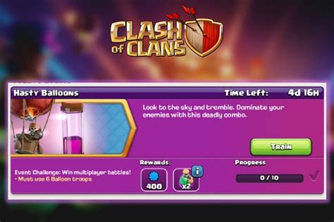 Hasty Balloons Challenge In Clash Of Clans Information Rewards And More