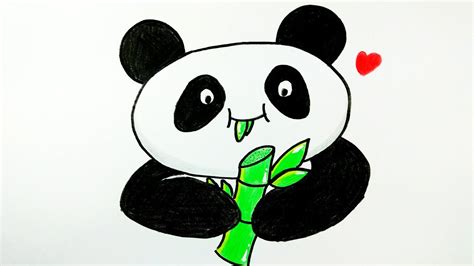 How To Draw Panda Cute Panda Eating Bamboo Easy