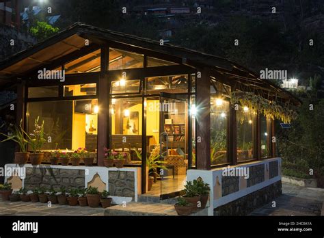 The Chimney Lodge At Night In The Chhahari Retreat A Boutique Lodge In Kathmandu Nepal Stock