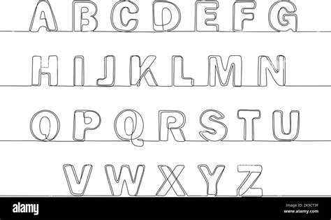 Continuous one line font. Hand drawn alphabet, line art letters for
