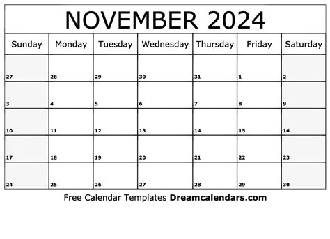 Printable Calendar November 2024 Web Free Printable November 2024
