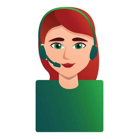 ícone De Mulher De Call Center De Cabelo Vermelho Estilo Cartoon