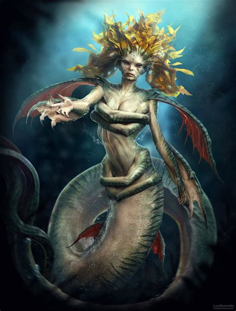 Artstation Creature Of The Deep Luca Nemolato Fantasy Mermaids