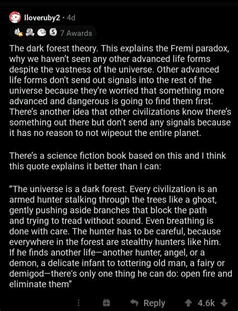Pin By Malika Iriza On Home Dark Forest Theory Life Form Paradox