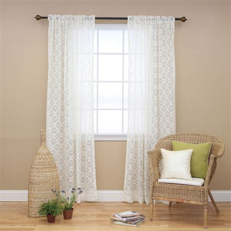 Aurora Home Ivory Lace 84 Inch Curtain Panel Pair Free Shipping On