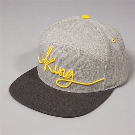 King Apparel Signature 6 Panel Hybrid Snapback Cap Grey King