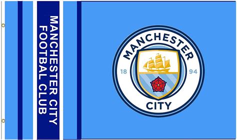 Mcfc Giant Manchester City Crest Premier League Flag 5ft X 3ft And 100