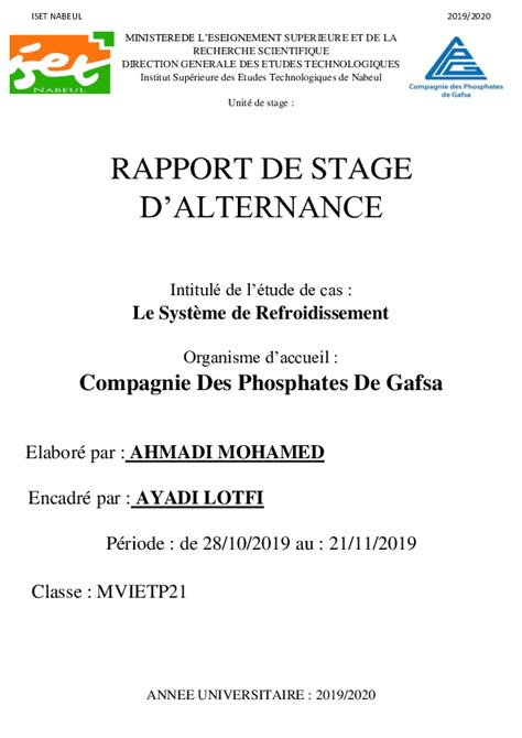 Doc Rapport De Stage Mecanique Ahmadi Mohamed
