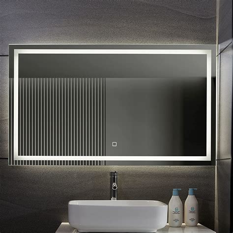 Miroir De Salle De Bain Led Tactile Mural 3 En 1 éclairage Blanc Froid