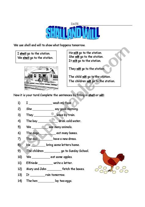 English Worksheets Shall Or Will