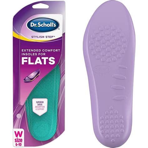 Dr Scholl S Stylish Step Extended Comfort Insoles For Flats 1 Pair Size 6 10