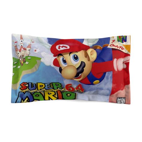 Nintendo N64 Mario 64 Cartridge Box Art Microfiber Pillow Sham Final