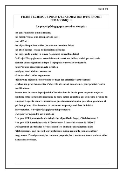 Le projet pÃƒÂ©dagogique prend en compte.doc by ABDEL  FICHE TECHNIQUE