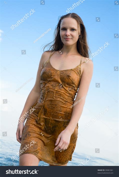 Beautiful Girl Wet Dress Goes On Shutterstock