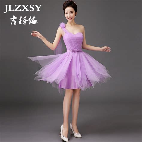 Jlzxsy 2017 New Purple Dress For Bridesmaid A Line Short Cheap Wedding
