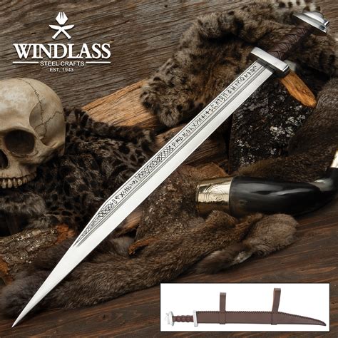 Runic Long Viking Seax Sword And Scabbard
