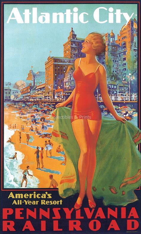 Atlantic City Americas Resort Vintage Travel Art Poster Print 24x36