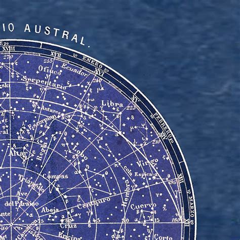 Celestial Chart Stars Southern Hemisphere Constellations Print Etsy