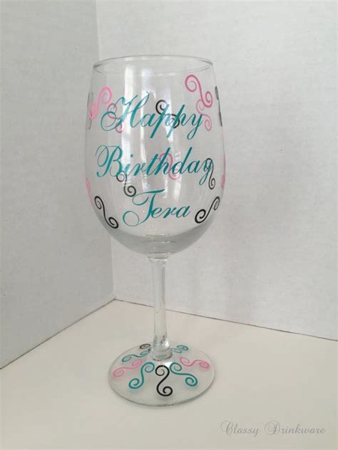 Personalized Birthday Wine Glasses By Teramonogramboutique On Etsy
