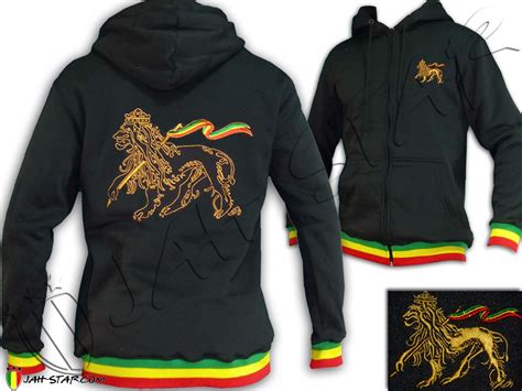 jacket double layer rasta reggae bob marley lion of judah logo embroidered