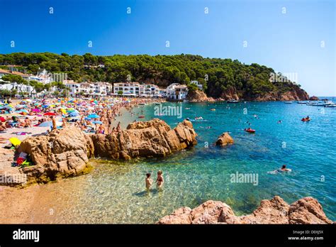 Spain Europe Catalonia Costa Brava Coast Tamariu Village Beach
