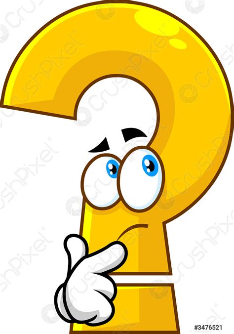 Cute Yellow Question Mark Cartoon Character Thinking Stock Vector