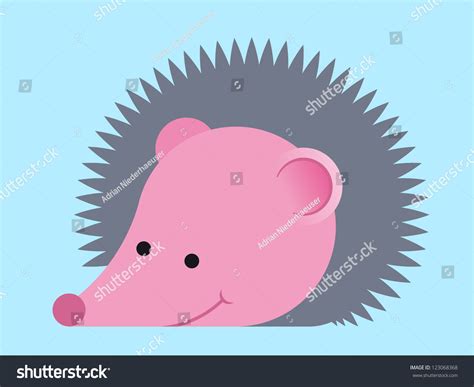 Adorable Prickly Cartoon Hedgehog Simple Caricature Stock Vector