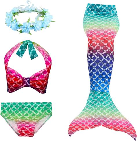 Amazon Girls Mermaid Tail Swimmable Pcs Mermaid Bikini Swimwear