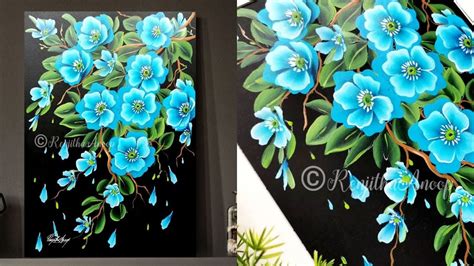 Easy Acrylic Painting For Beginners Blue Flowers Art