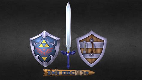 Ocarina Of Time Master Sword And Hylian Shield 3d Model By Skilarsart
