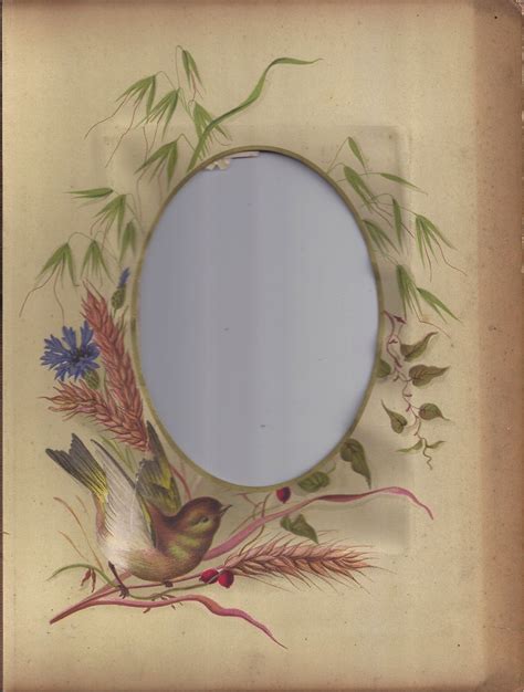 Photograph Mat From Victorian Photo Album Bird Wheat Cornflower