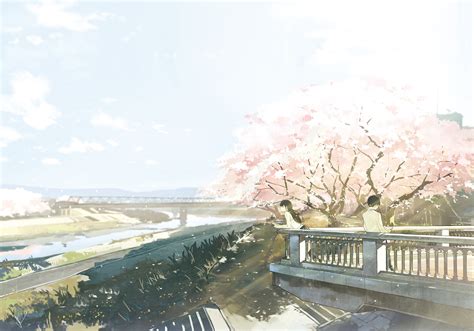 Cherry Blossom Anime Background Bridge 3204422 1962x1200 Anime