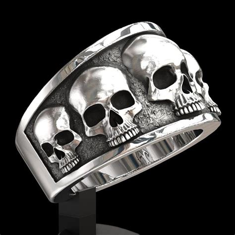 Mens Fashion Stainless Steel Skull Band Ring Hip Hop Punk Gothic Enga