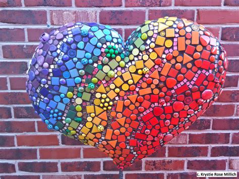 Puffy Heart Sculpture Krystie Rose Millich Tile Mosaic Girl