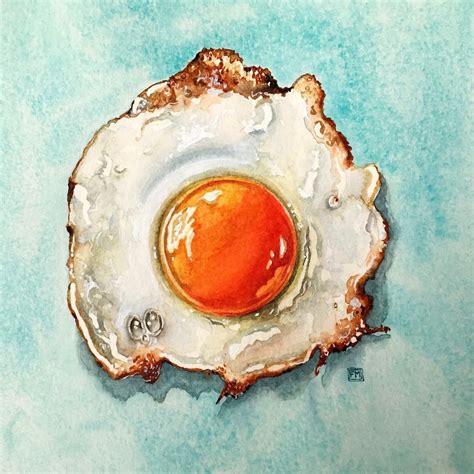 Original Watercolour Fried Egg Still Life Ebay With Images