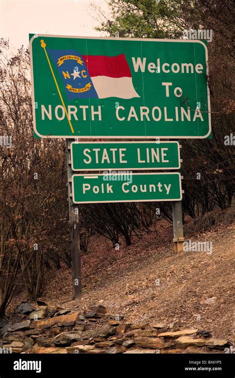 Welcome To North Carolina Road Sign Stock Photo Alamy