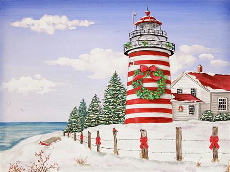 Christmas Lighthouse Jp3897 By Jean Plout Christmas Lights Wallpaper
