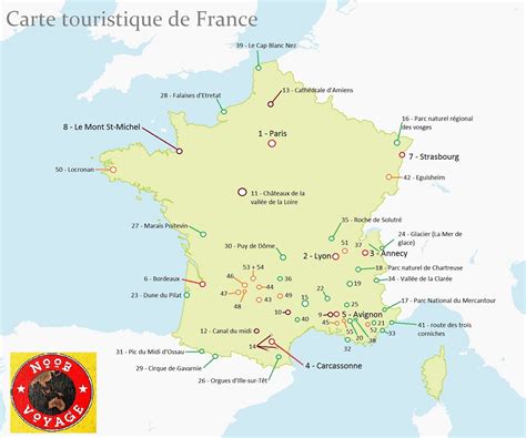 Un lieu, une adresse ou une donnée géographique. Carte de France touristique détaillée | Noobvoyage.fr