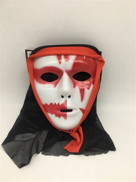 Halloween Blank Bloody Mask W Black Veil Adult Face Mask