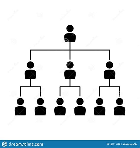 Organization Chart Silhouette With People Isolated White Background