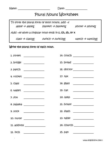 Singular And Plural Nouns Worksheets Plural Nouns Worksheets