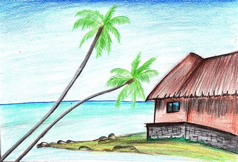 How To Draw A Beach Scenery Beaches Step By Step