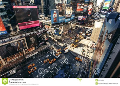 Vista A Rea Del Times Square Nueva York Foto De Archivo Editorial Imagen De Exterior