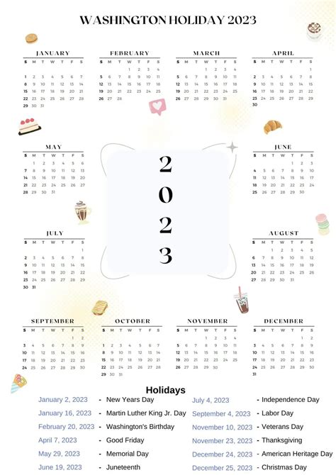 Washington State Holidays 2023 With Printable Wa Calendar