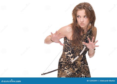 Closeup Portrait Of Young Savage Woman With Bow Stock Image Image Of