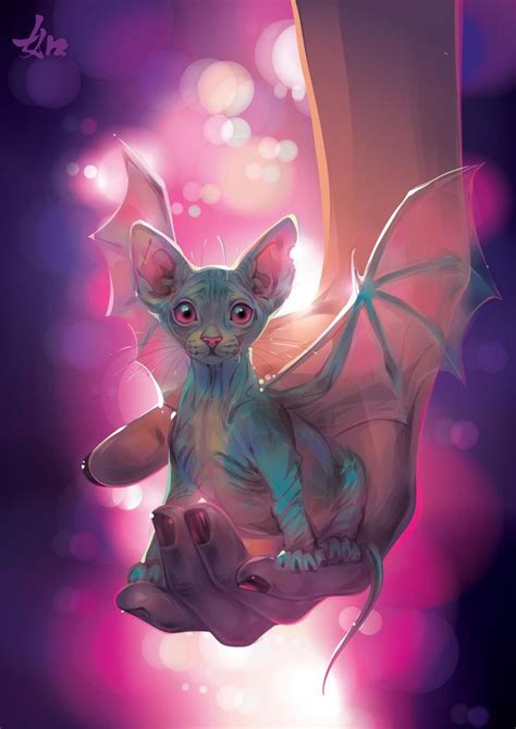 Batcat Cute Fantasy Creatures Mythical Creatures Art Cat Art