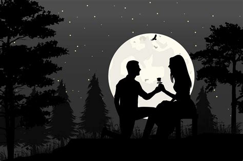 Silhouette Of Couple In Love Simple Vector Illustration By Curutdesign