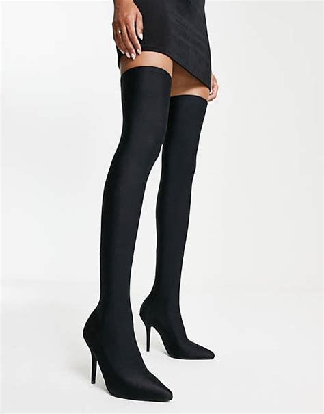 Azalea Wang Heart Out Extreme Thigh High Boots In Black Asos