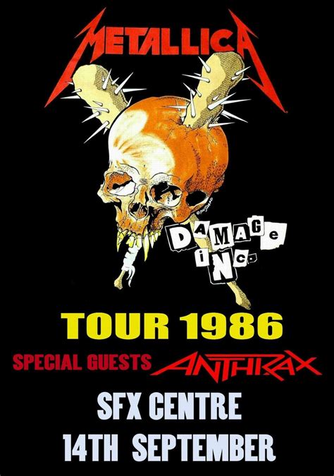 Metallica Damage Inc Tour 1986 Vintage Concert Poster Sfx Centre