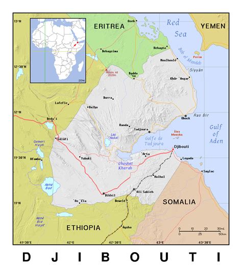 Detailed Political Map Of Djibouti With Relief Djibouti Africa Mapsland Maps Of The World